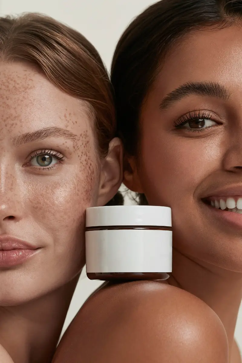 Skincare product with two women