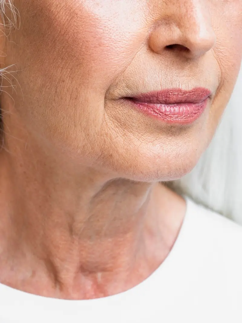 Close-up senior woman with clean face